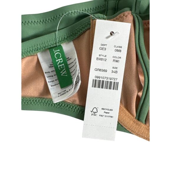 NWT J. Crew Balconette Underwire Bikini Top Green Size 34B - Picture 7 of 12